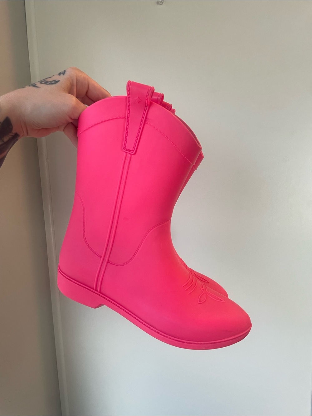 Dakota Ridge Neon Pink Cowboy Rain Boots